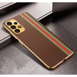 Vaku ® Samsung Galaxy A53 5G Felix Line Leather Stitched Gold Electroplated Soft TPU Back Cover