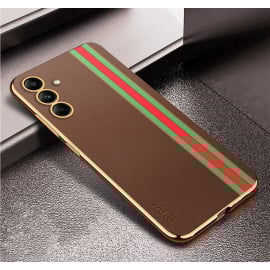 Vaku ® Samsung Galaxy A54 Felix Line Leather Stitched Gold Electroplated Soft TPU Back Cover Case