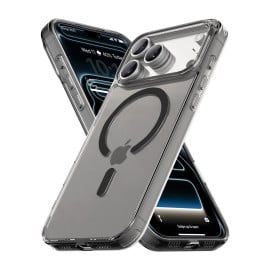 Vaku Luxos ® Apple iPhone 17 Pro Max Glassy Magpro Smokey Transparent TPU Case Shockproof Non-Yellowing Scratch Resistant Military Grade Protection Screen Protector Back Cover
