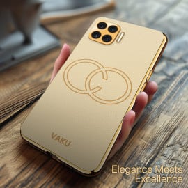 Vaku ® Oppo F17 Pro Skylar Leather Pattern Gold Electroplated Soft TPU Back Cover