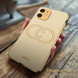 Vaku ® Apple iPhone 11 Skylar Leather Pattern Gold Electroplated Soft TPU Back Cover