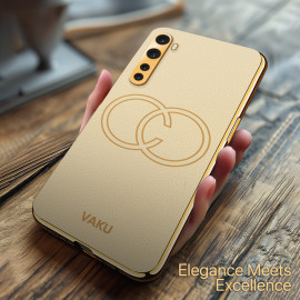 Vaku ® Oneplus Nord Skylar Leather Pattern Gold Electroplated Soft TPU Back Cover