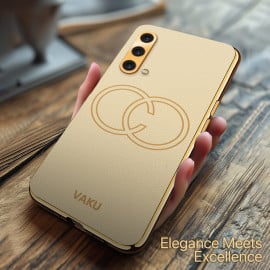 Vaku ® OnePlus Nord CE Skylar Leather Pattern Gold Electroplated Soft TPU Back Cover