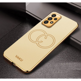 Vaku ® Samsung Galaxy A32 4G Skylar Leather Pattern Gold Electroplated Soft TPU Back Cover