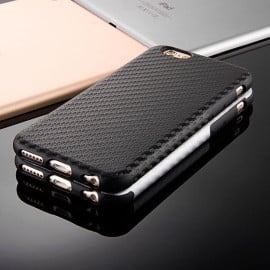 Vaku ® Apple iPhone 6 / 6S Carbon Fiber Finish Gel Grip Cover + Heat Air Holes Defender Case Back Cover