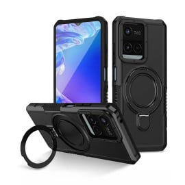 Vaku ® Vivo Y21A Astor Military Grade Armor Protective Case with Ring Bracket Kickstand Back cover