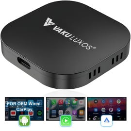 Vaku Luxos ® MUSEPRO 2025 Upgraded Wireless CarPlay Adapter, 5-in-1 Apple Wireless and Android Auto Wireless Adapter Support Netflix/YouTube/TF Card, Magic Ai Box for Cars from 2016 & iPhone iOS10+