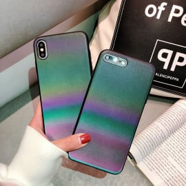 Vaku ® For Apple iPhone X / XS Rainbow Gradient Case with Glittery Glow in Sunlight & Flashlight