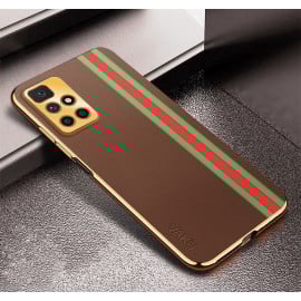 Vaku ® Xiaomi Redmi 10 Prime Felix Line Leather Stitched Gold Electroplated Soft TPU Back Cover Case