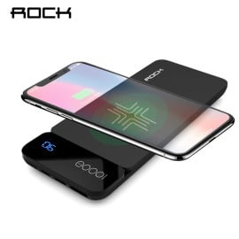 Rock ® Wire-less Charging PowerBank ABS Body With Digital Display High Power 8,000 mAh Dual-USB Output Power Bank