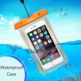 Romix ® Universal upto 5.5" Water-proof Lock Sealed Under-Water Snow-Proof Weather Proof Soft Silicon Protection TPU Bag with Neck Strap Pouch Case