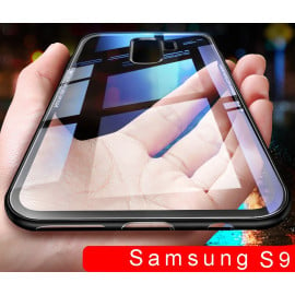 Vaku ® Samsung Galaxy S9 GLASSINO Luxurious Edition Ultra-Shine Silicone Frame Ultra-Thin Case Transparent Back Cover