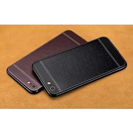 VAKU ® VIVO Y69 Leather Stitched Gold Electroplated Soft TPU Back Cover