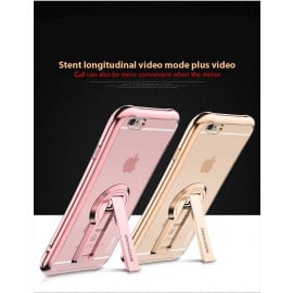 MeePhone ® For Apple iPhone 6 Plus / 6S Plus Metal Electroplated Bumper with FullView Transparent Finish + inbuilt Kickstand Back Cover