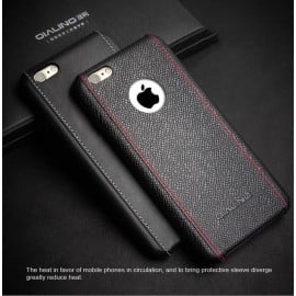 Qualino ® Apple iPhone 6 / 6S king Series with ring 4 Stitch Leather Shell with Metallic Logo Display Back Cover