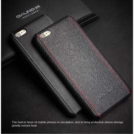 Qualino ® Apple iPhone 6 / 6S king Series 4 layer Stitch Leather Shell with Metallic Logo Display Back Cover