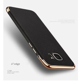 VAKU ® Samsung S7 Edge Clint Leather Grained Series Ultra-thin Metal Electroplating Splicing PC Back Cover