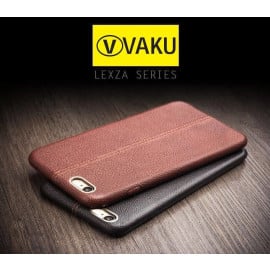Vaku ® Oppo A57 Lexza Series Double Stitch Leather Shell with Metallic Logo Display Back Cover