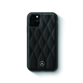 Mercedes Benz ® Apple iPhone 11 Pro Max Wave Collection Quilted Genuine Leather Hard Case Back Cover