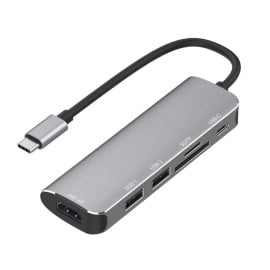 Eller Sante ® Portable USB C Hub,6 in 1 Aluminum Hub with 4K HDMI Output, PD Power Delivery, USB 3.0 Port, SD/Micro SD Card Reader, Type C Hub Compatible for MacBook Pro, MacBook Air, iPad Pro