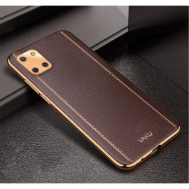 Vaku ® Samsung Galaxy Note 10 lite Vertical Leather Stitched Gold Electroplated Soft TPU Back Cover