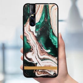 VAKU ® Vivo V15 Pro Marble River Series Ultra-Shine Luxurious Tempered Finish Silicone Frame Thin Back Cover