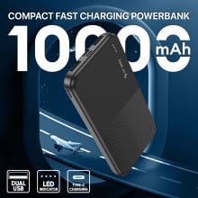 Dr Vaku ® OBIVION 10000mAh Power Bank 12W Dual USB Fast Charge | Type-C & Micro-USB Input | Ultra-Compact & Portable