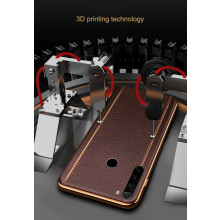 Vaku ® Xiaomi Redmi Note 8 Vertical Leather Stitched Gold Electroplated Soft TPU Back Cover