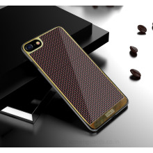 VAKU ® Apple iPhone 7 Colored Carbon Fibre with Golden Electroplated layering hard PC Back Cover