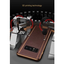 VAKU ® Samsung Galaxy Note 8 Vertical Leather Stitched Gold Electroplated Soft TPU Back Cover