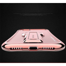 MeePhone ® For Apple iPhone 8 Metal Electroplated Bumper with FullView Transparent Finish + inbuilt Kickstand Back Cover