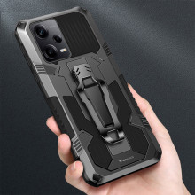 Vaku ® Xiaomi Redmi Note 12 Pro Vanguard Military Grade Armor Case with Metal Belt Clip Kickstand Back Cover