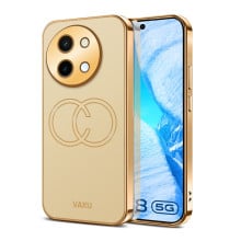 Vaku ® Vivo Y58 5G Skylar Leather Pattern Gold Electroplated Soft TPU Back Cover