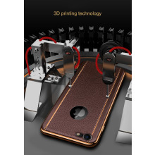 VAKU ® Vertical Leather Stitched Gold Electroplated Soft TPU Back Cover