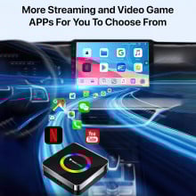 eller santé ® AUTOGLIDE Wireless Apple CarPlay & Android Auto Adapter Video Streaming YouTube, Netflix, GPS Navigation, Backup Camera & TF Card Playback for All Cars