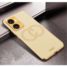 Vaku ® Vivo T1 4G Skylar Leather Pattern Gold Electroplated Soft TPU Back Cover