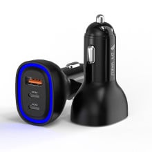 DR VAKU ® MECAVOLT 100W Car Charger Fast Charging Triple Port Dual 2X Type C PD PPS + QC 3.0 USB For iPhone 17/16/15/14/13 etc, Samsung All Series, Tablets, & Android Smartphones