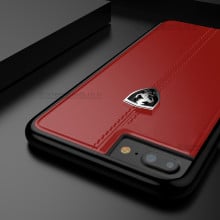 Ferrari ® Apple iPhone 7 Plus Vertical Contrasted Stripe - Material Heritage leather Hard Case back cover