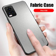 Vaku ® Vivo V20 Luxico Series Hand-Stitched Cotton Textile Ultra Soft-Feel Shock-proof Water-proof Back Cover