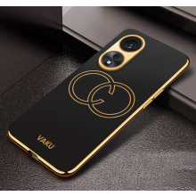 Vaku ® Oppo A78 5G Skylar Leather Pattern Gold Electroplated Soft TPU Back Cover