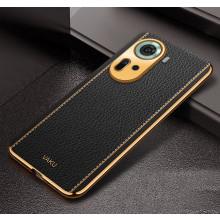 Vaku ® Oppo Reno11 5G Luxemberg Leather Pattern Gold Electroplated Soft TPU Back Cover
