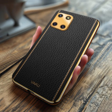 Vaku ® Samsung Galaxy Note 10 Lite Luxemberg Series Leather Stitched Gold Electroplated Soft TPU Back Cover