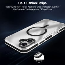 eller santé ® Apple iPhone 16 Plus Vortex Magpro Gel Cushion Slim Fit Shockproof Certified Mag-Safe Crystal Clear Camera Metal Ring Back Cover