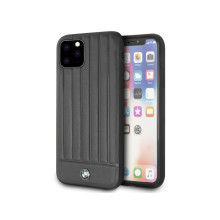 BMW ® Apple iPhone 11 Pro Real Leather Textured Case with Hot Stamped Lines Back Cover - Black