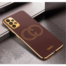 Vaku ® Samsung Galaxy A32 4G Skylar Leather Pattern Gold Electroplated Soft TPU Back Cover