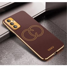 Vaku ® Vivo Y30 Skylar Leather Pattern Gold Electroplated Soft TPU Back Cover