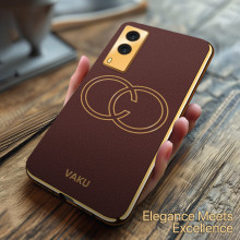 Vaku ® Vivo V21e 5G Skylar Leather Finish Gold Electroplated Soft TPU Back Cover