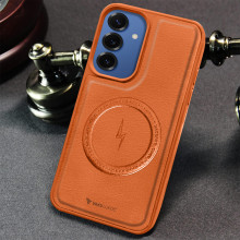 Vaku ® Samsung Galaxy S25 Plus Maxtron Leather Stitched Magnetic Magsafe Non-Slip Grip Shockproof Back Cover