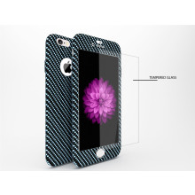 Vaku ® Apple iPhone 6 / 6S 360° Carbon Fiber Finish Full Screen Cover + 9H Hardness Shock-Absorbing Tempered Glass