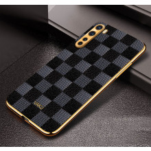 Vaku ® OnePlus Nord Cheron Series Leather Stitched Gold Electroplated Soft TPU Back Cover